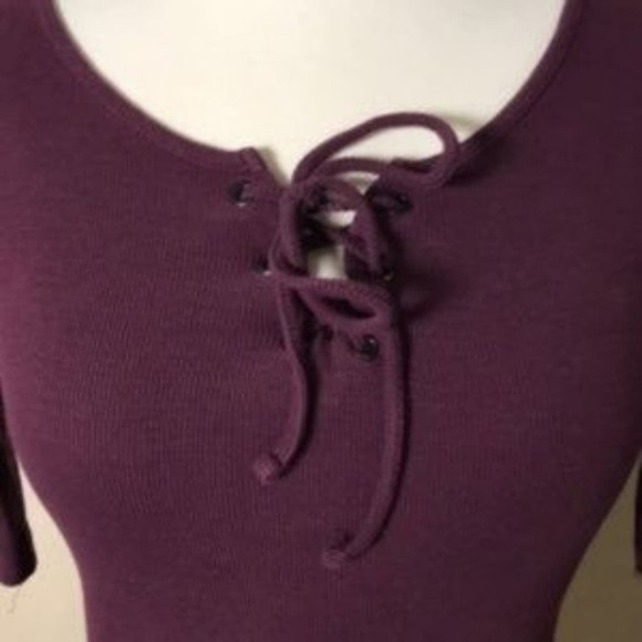 New Look ~ Maroon Lace-up Top ~ Size 4 - Picture 4 of 4